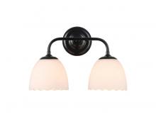 Golden 6954-BA2 BLK-OP - Dorinda 2-Light Vanity Light in Matte Black with Opal Glass