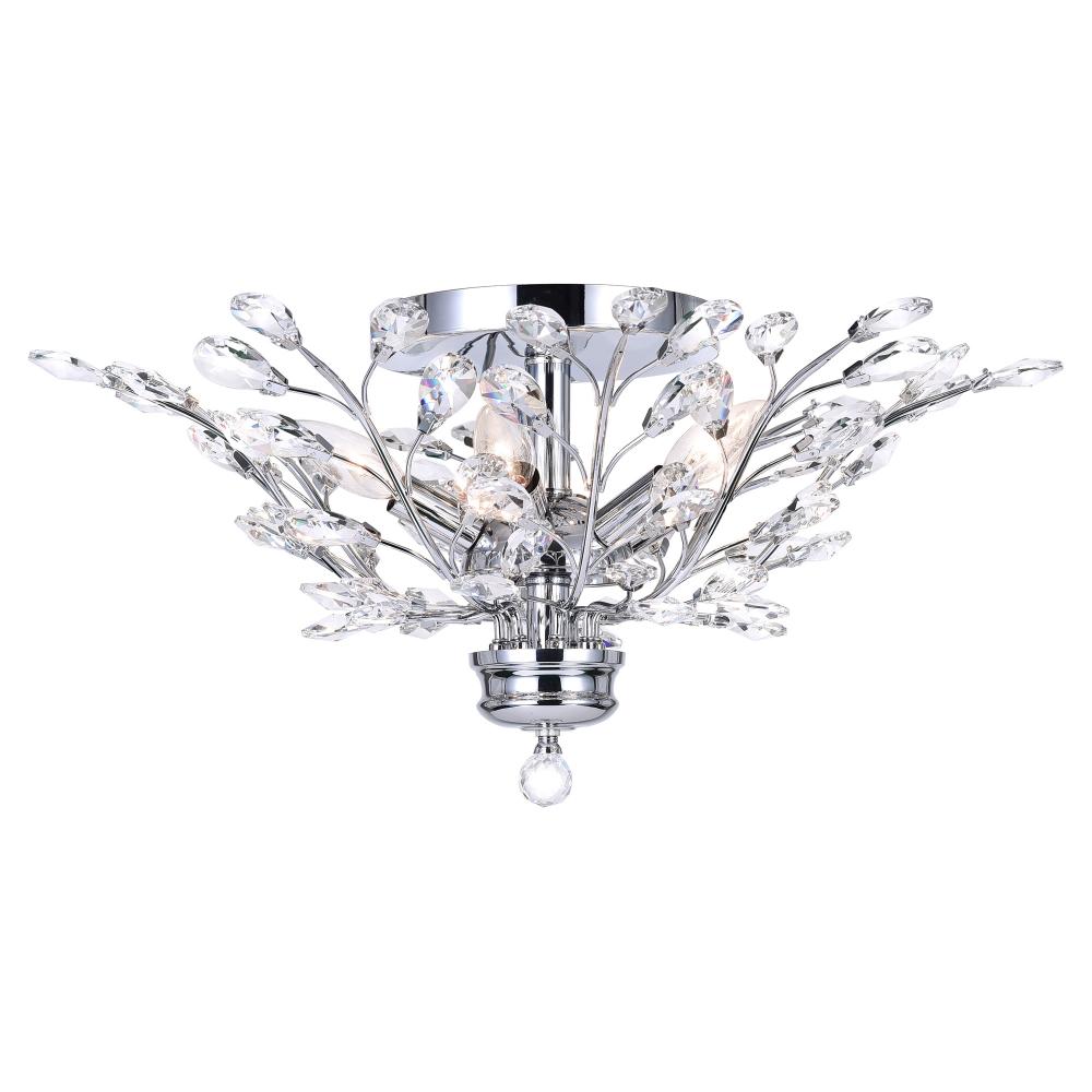 Ivy 3 Light Drum Shade Flush Mount With Chrome Finish