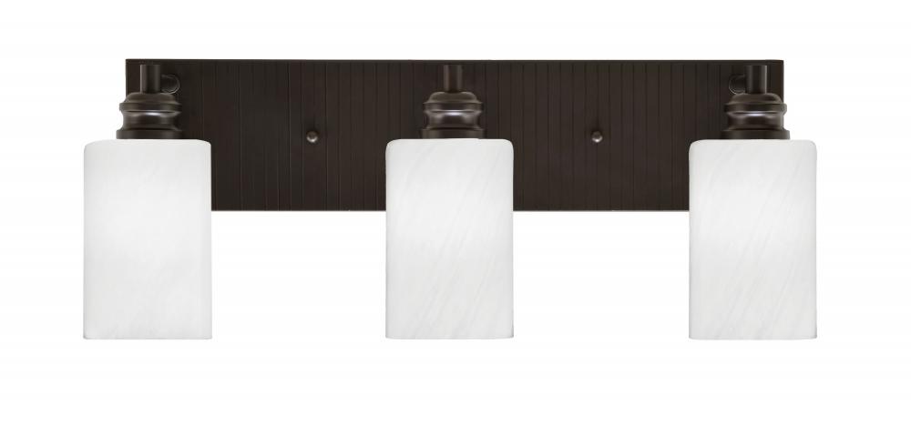 Edge 3 Light Bath Bar, Espresso Finish, 4" White Marble Glass