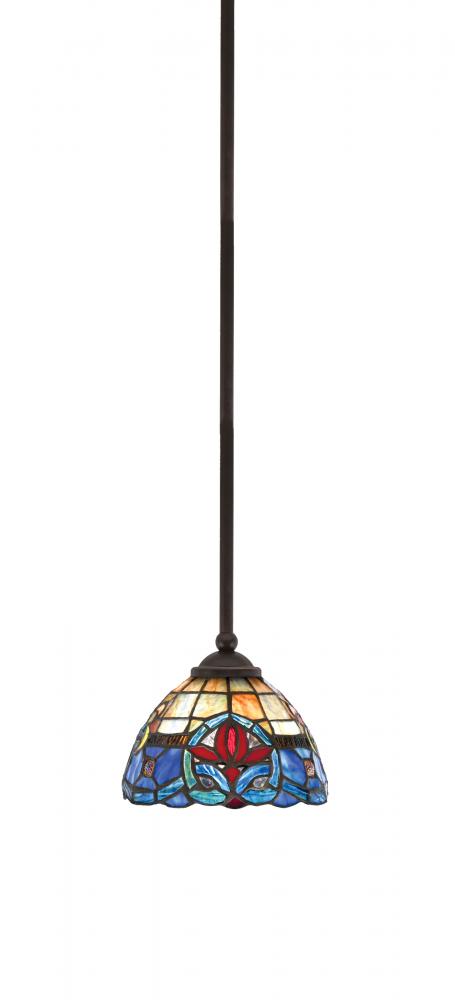 Zilo Stem Hung Mini Pendant, Dark Granite Finish, 7" Sierra Art Glass