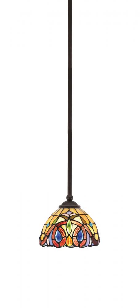 Zilo Stem Hung Mini Pendant, Dark Granite Finish, 7" Lynx Art Glass