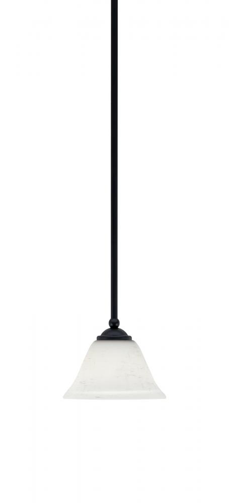 Zilo Stem Mini Pendant, Matte Black Finish, 7" White Muslin Glass