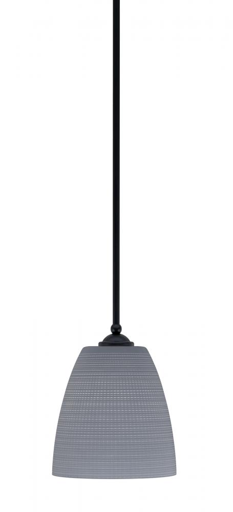 Zilo Stem Mini Pendant, Matte Black Finish, 8" Gray Matrix Glass