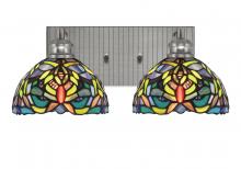 Toltec Company 1162-BN-9905 - Edge 2 Light Bath Bar, Brushed Nickel Finish, 7" Kaleidoscope Art Glass