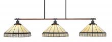 Toltec Company 1763-964 - Blacksmith 3 Light Bar, Painted Wood-Look Metal & Dark Granite Finish, 15" Honey & Brown Mission