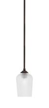 Toltec Company 560-DG-4250 - Zilo Stem Hung Mini Pendant, Dark Granite Finish, 5" Clear Textured Glass