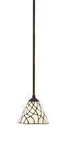 Toltec Company 560-DG-9115 - Zilo Stem Hung Mini Pendant, Dark Granite Finish, 7" Sandhill Art Glass