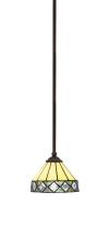 Toltec Company 560-DG-9405 - Zilo Stem Hung Mini Pendant, Dark Granite Finish, 7" Diamond Peak Art Glass