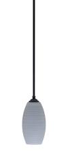 Toltec Company 560-MB-4042 - Zilo Stem Mini Pendant, Matte Black Finish, 5.5" Gray Matrix Glass