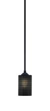 Toltec Company 560-MB-4069 - Zilo Stem Mini Pendant, Matte Black Finish, 4" Black Matrix Glass