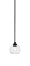 Toltec Company 560-MB-4102 - Zilo Stem Mini Pendant, Matte Black Finish, 5.75" Smoke Bubble Glass