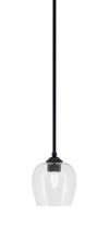 Toltec Company 560-MB-4810 - Zilo Stem Mini Pendant, Matte Black Finish, 6" Clear Bubble Glass