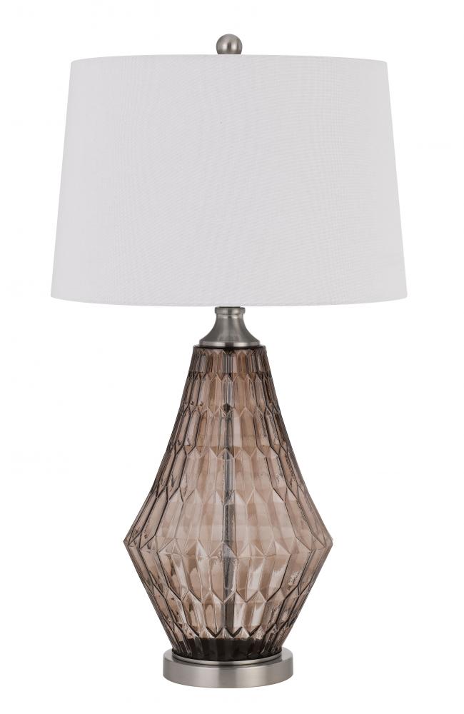 150W 3 Way Conover Glass Table Lamp with Hardback Taper Drum Fabric Shade