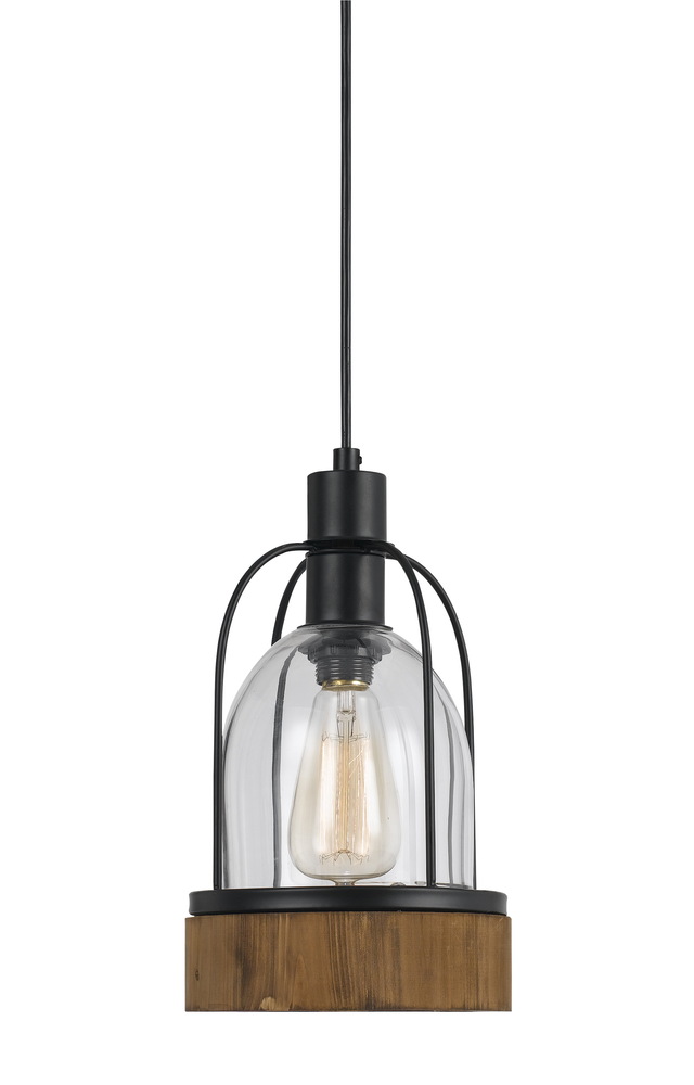 84" Inch Tall Glass Pendant in Dark Bronze Wood Finish