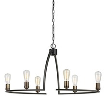 CAL Lighting FX-3664-6 - 60W X 6 Kinder Metal 6 Light Chandelier (Edison Bulbs Not included)