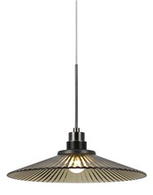 CAL Lighting UPL-715-AM - 7.5" Tall Glass and Metal LED Pendant with Brushed Steel Cord