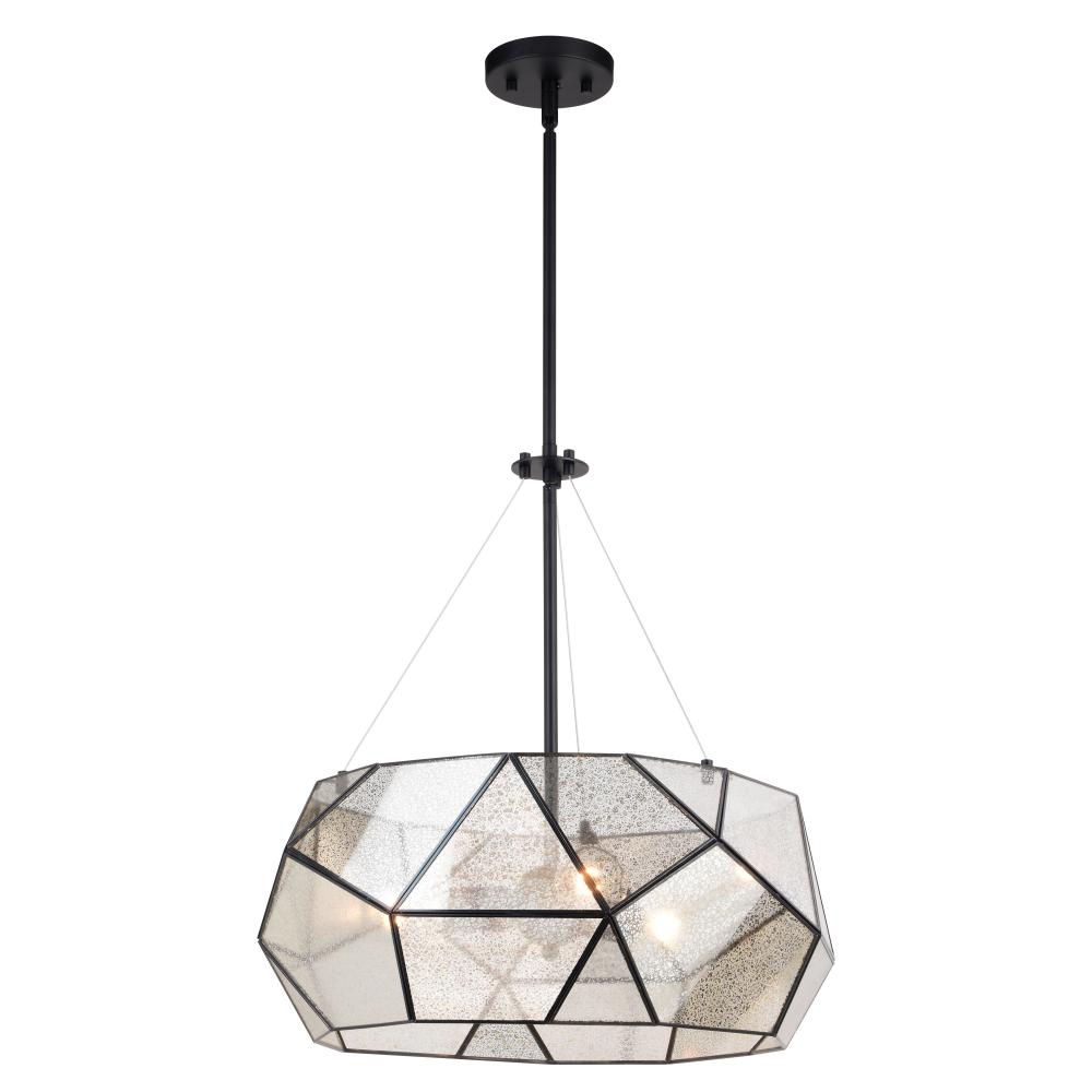 Euclid 20-in. 3 Light Pendant Black