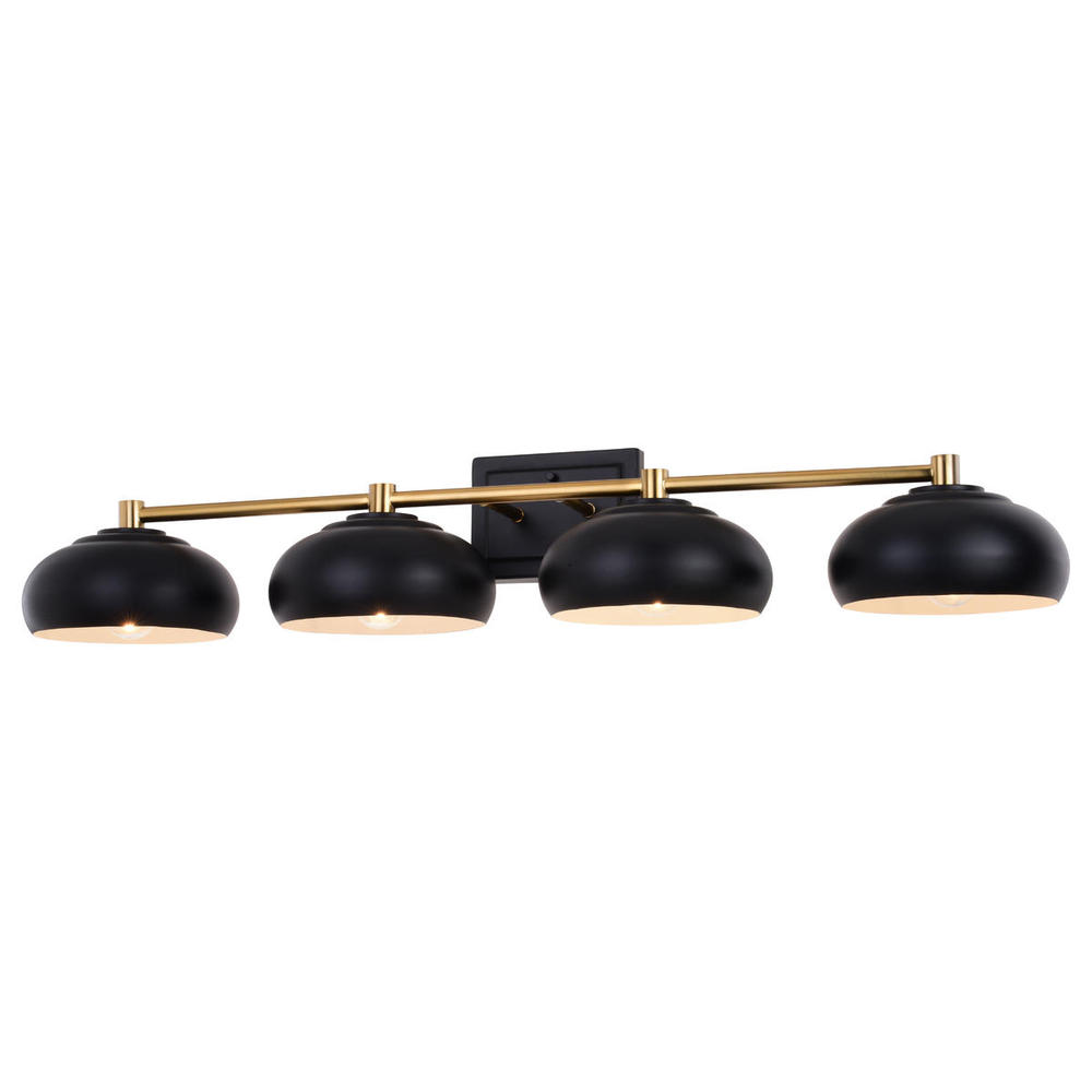 Belmont 4 Light Vanity Matte Black and Satin Brass