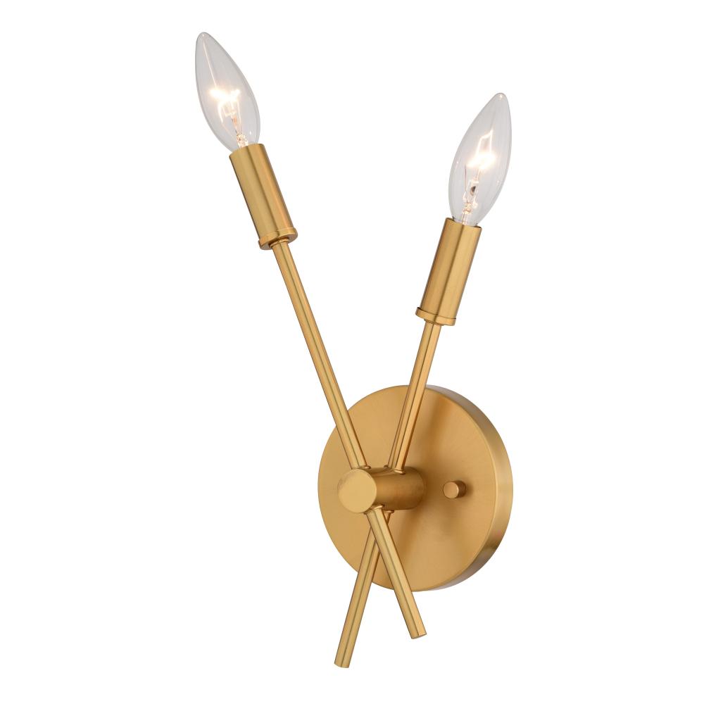 Warwick 5.75-in. W 2 Light Wall Light Natural Brass