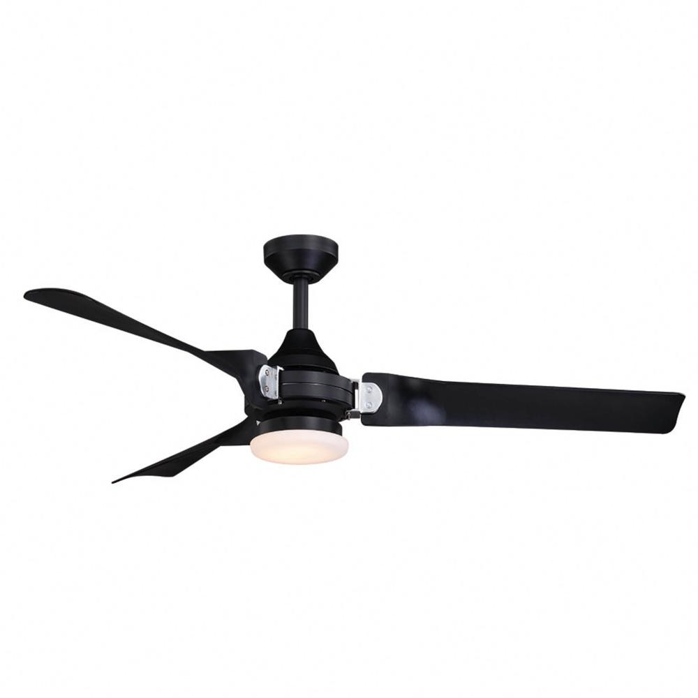 52 in. LED Ceiling Fan Black with Chrome