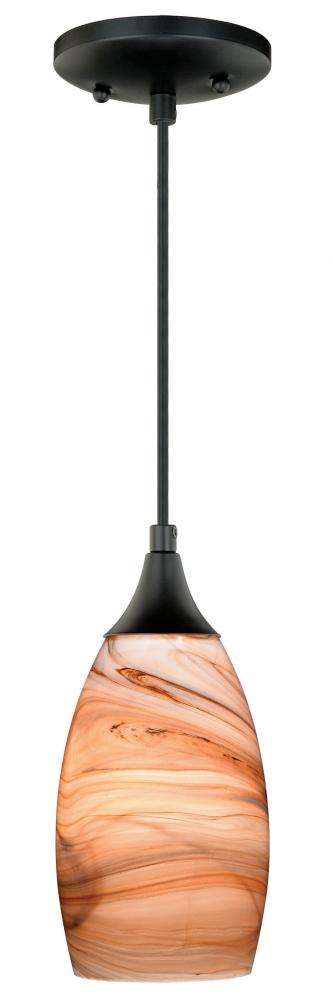 Milano 4.75-in Mini Pendant Toffee Swirl Glass Oil Rubbed Bronze