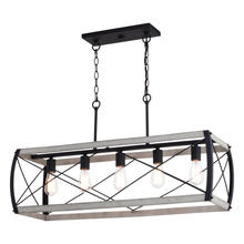 Vaxcel International H0263 - 35-in. 5 Light Linear Chandelier Textured Black and White Ash