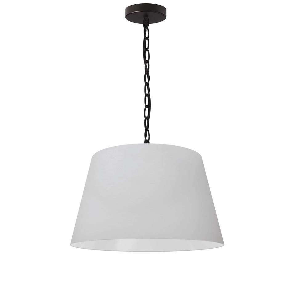 1 Light Brynn Small Pendant, White Shade, Black