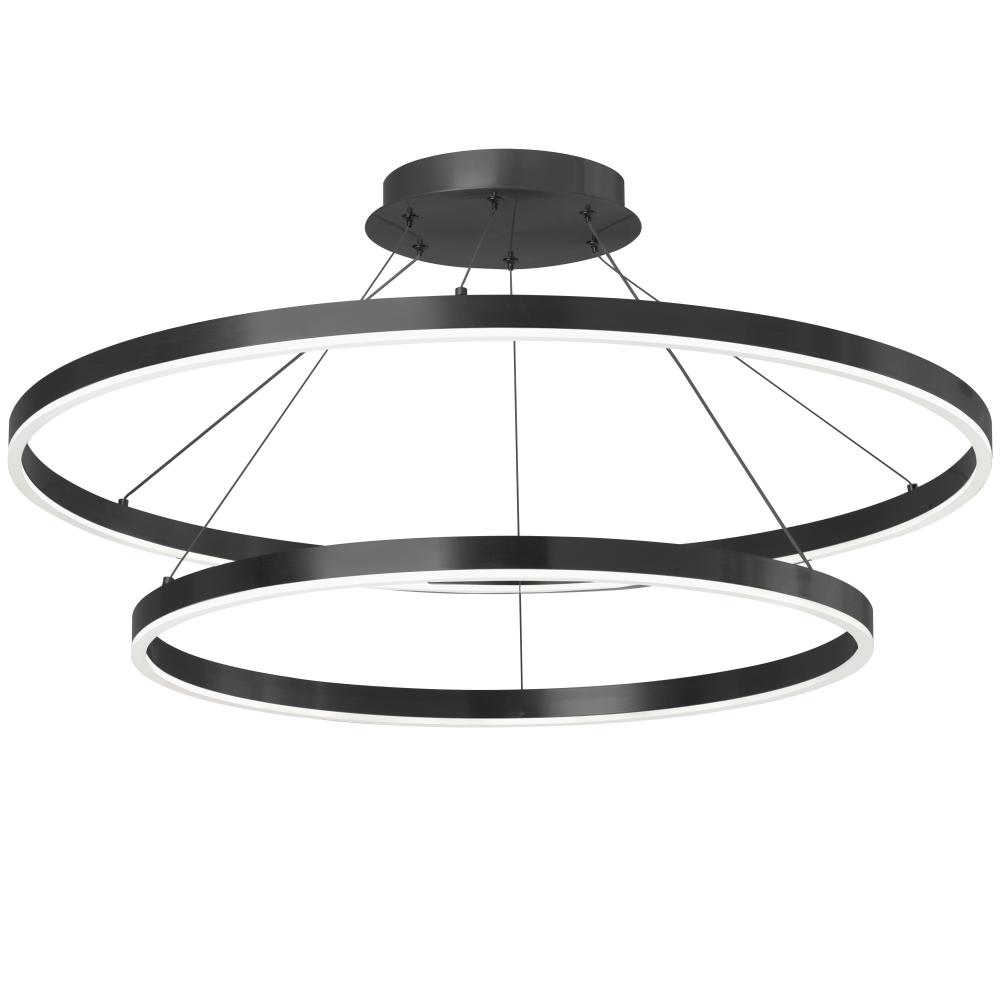 97W Colour Changing Temperature Chandelier, Matte Black with White Acrylic Diffuser