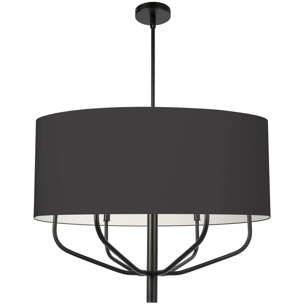 6LT Incandescent Pendant, MB w/ BLK Fabric Shade