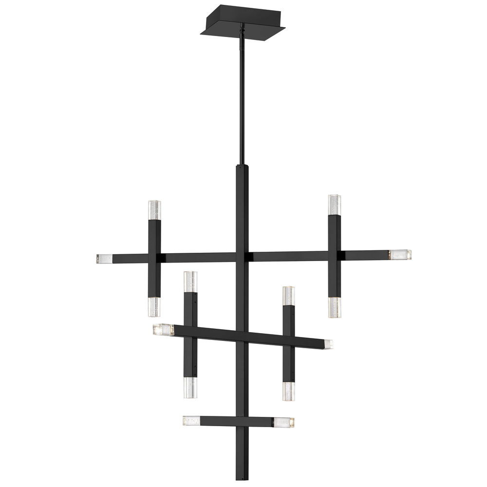 42W Matte Black Chandelier w/ Acrylic Diffuser