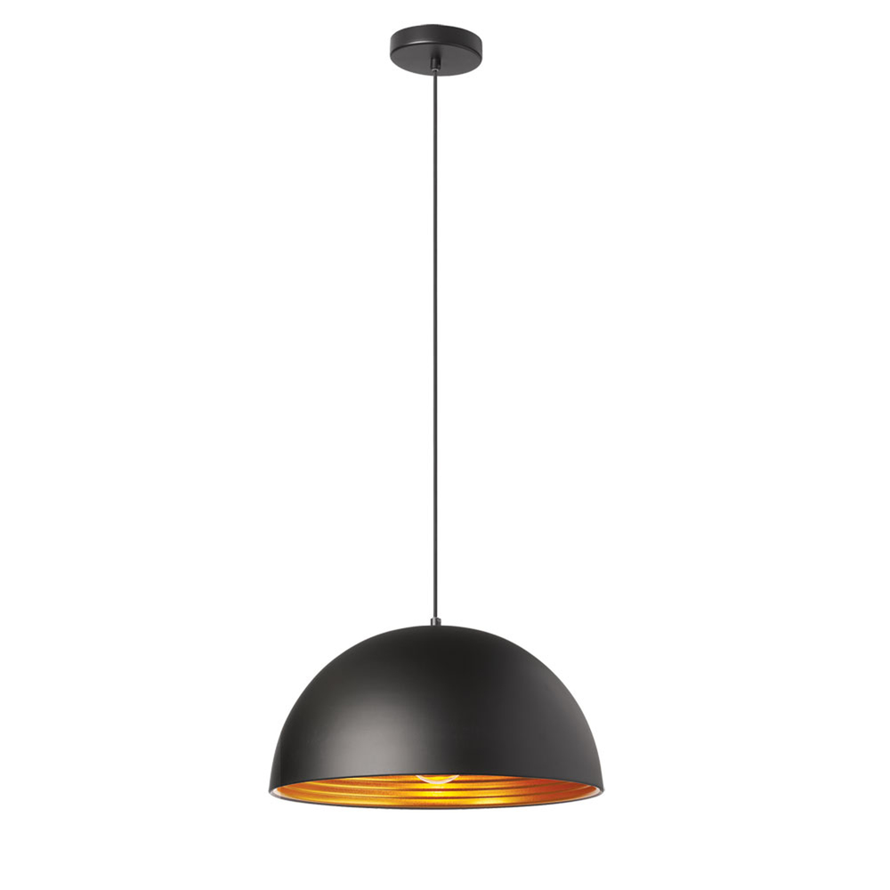 1LT Pendant, Matte Black Exterior, Gold Interior