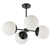 Dainolite DAY-244C-MB - 4 Light Halogen Matte Black Chandelier w/ White Glass