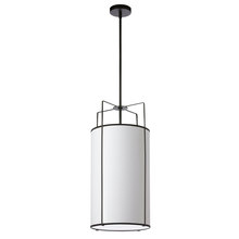 Dainolite TRA-124P-BK-WH - 4 Light Pendant Black/White Drum Shade w/ White Fabric Diffuser