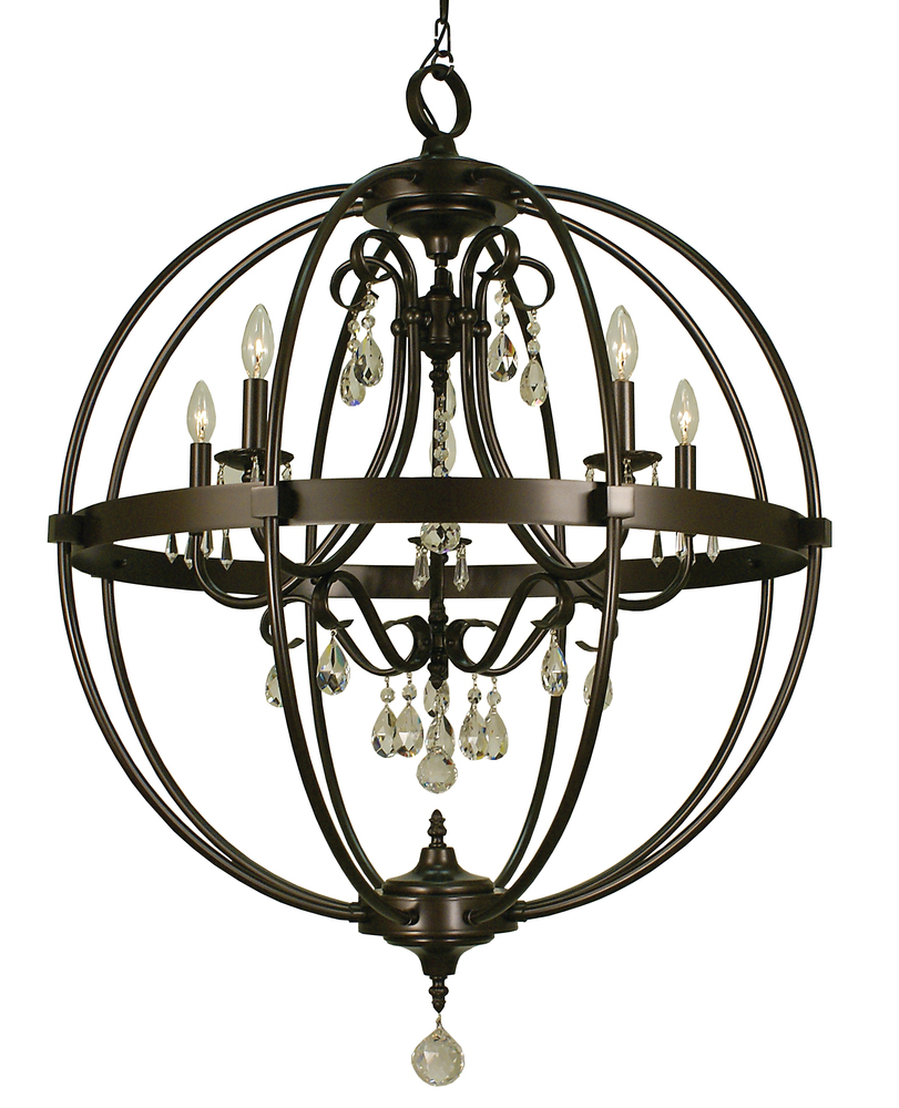 5-Light Matte Black Compass Foyer Chandelier