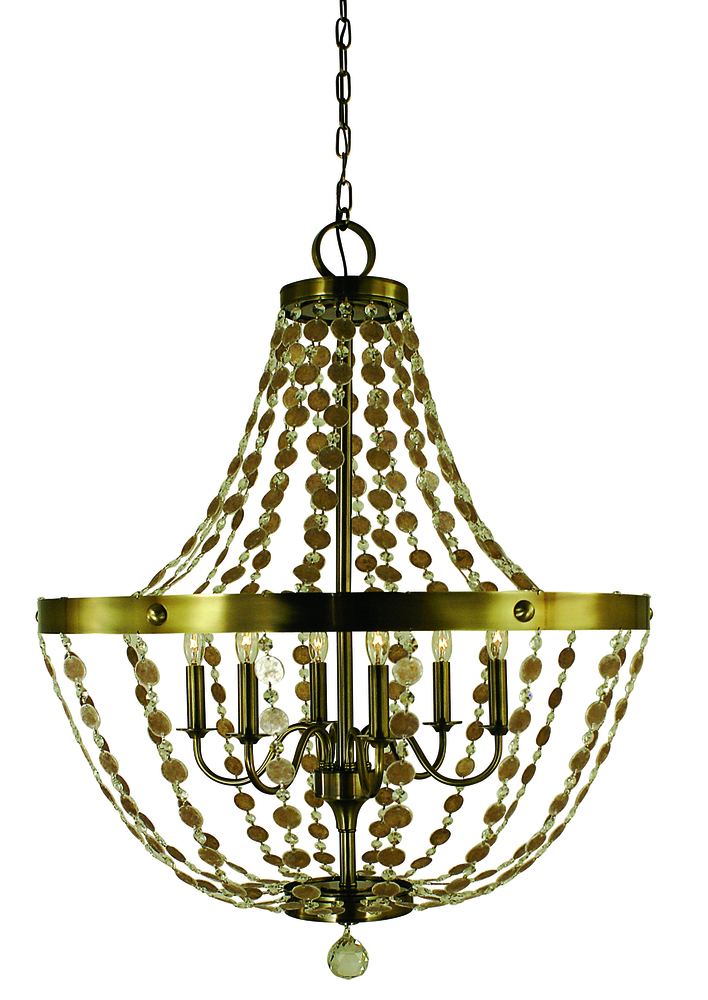 6-Light Antique Brass Naomi Chandelier