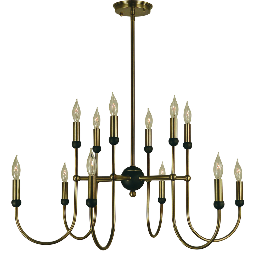 12-Light Satin Pewter/Polished Nickel Nicole Chandelier