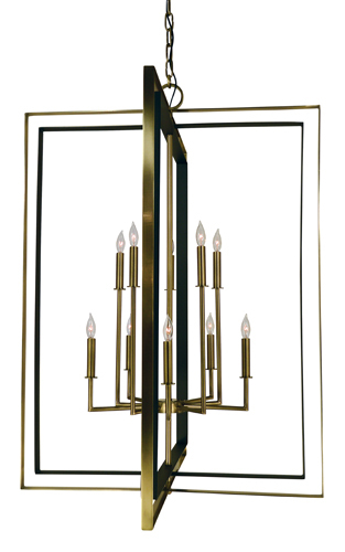 10-Light Polished Nickel/Matte Black Symmetry Foyer