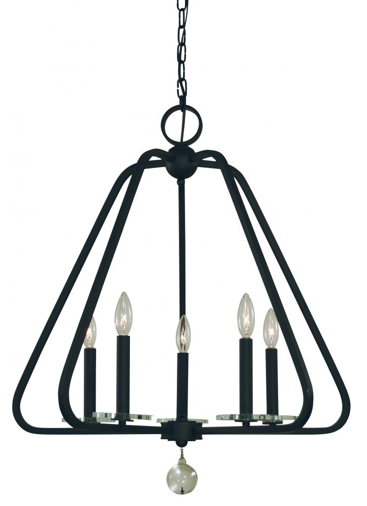 5-Light Matte Black Triangulum Dining Chandlier