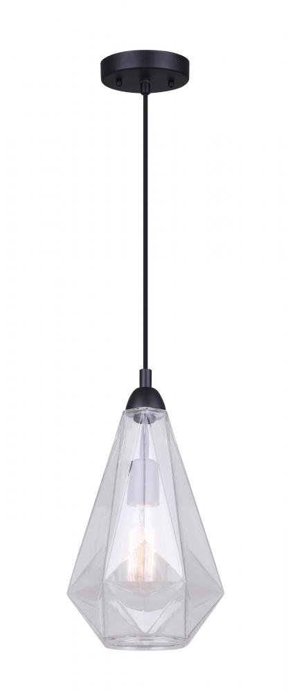 DUNE, IPL1006A01BK -G-, 1 Lt Cord Pendant, Clear Glass, 60W Type A, 7.75inch W x 16 - 601inch H