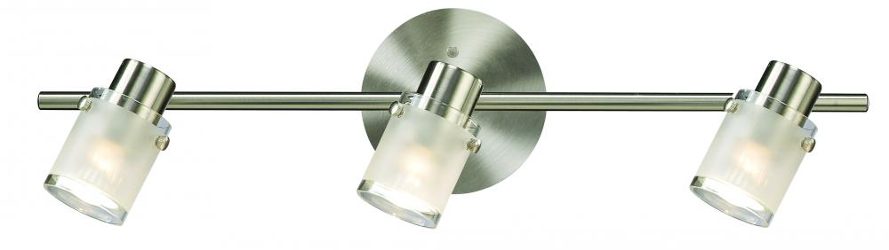 Cole, 3 Lt Track Light, Frost Glass with Clear Rim, 50W GU10, 22 1/2" W x 5" H