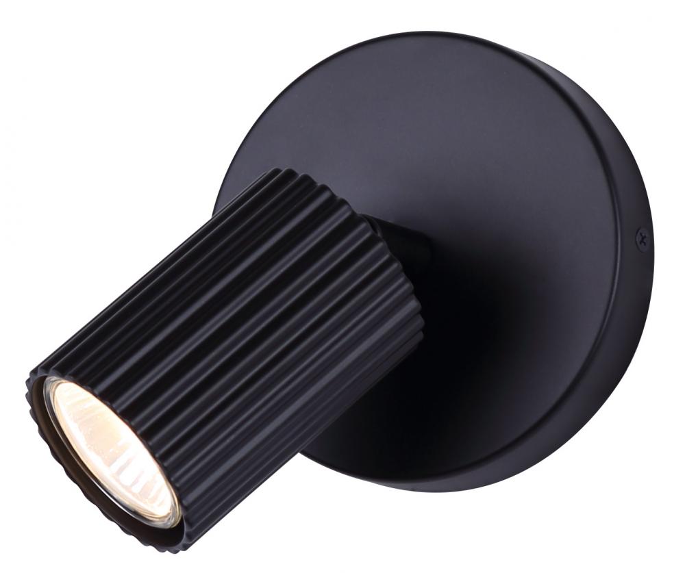 REXTON 1 Light 4.752 in. Ceiling/Wall Matte Black Track Light Kit with Matte Black Metal Shade