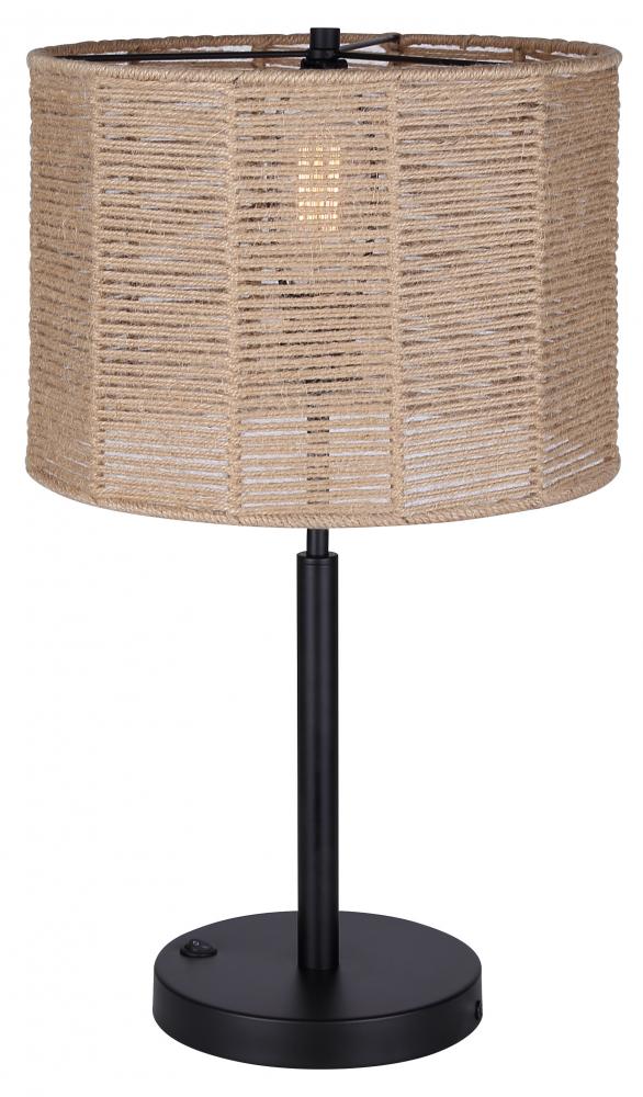 Lano 1 Light Table Lamp with Matte Black Finish and Tan Rope Shade