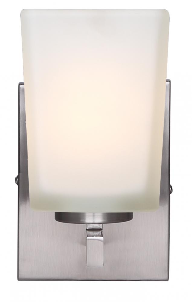 Hartley, IVL472A01BN, 1 Lt Vanity, Flat Opal Glass, 100W A, Easy Connect, 4 .75" x 8 .5" x 6