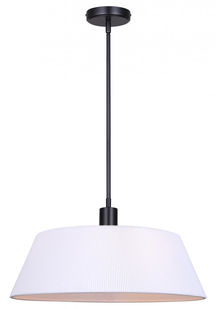 3 Lt 20inch Width Rod Pendant, White Ribbed Fabric Shade, 60W Type A, 20inch W x 13 - 61inch H