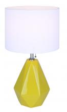 Canarm ITL2130B25MY - Persei 1 Light Table Lamp with Mustard Yellow and Chrome Finish and White Shade