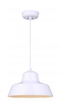 Canarm IPL1095A01WH - Levi 1 Light Pendant, White Finish