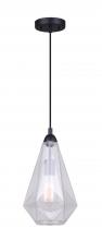 Canarm IPL1006A01BK - DUNE, 1 Lt Cord Pendant, Clear Glass, 60W Type A, 7.75" W x 16 - 601" H