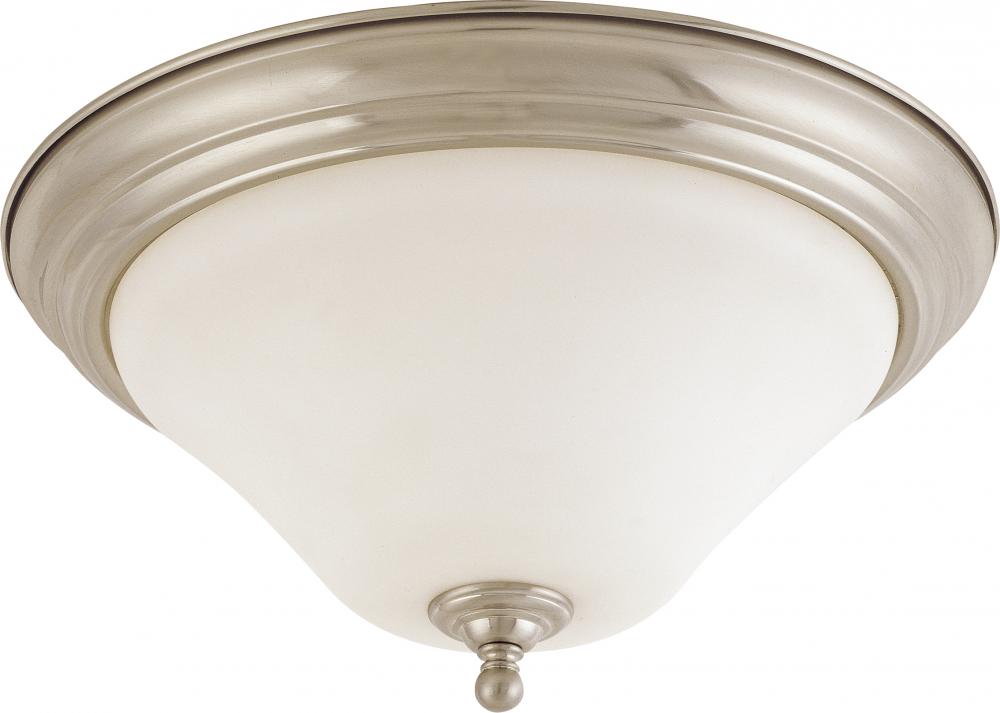 Dupont - 2 light Flush with Satin White Glass - Brushed Nickel Finish