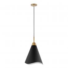 Nuvo 60/7473 - Tango; 1 Light; Medium Pendant; Matte Black with Burnished Brass