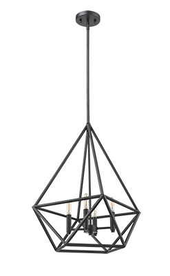 4-Light Cage Pendant- Matte Black Finish